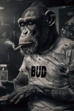 Glasschilderij - Tattoo aap