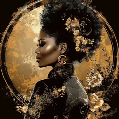 Glasschilderij - Vrouw goud