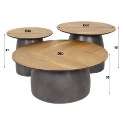 Herringbone salontafel set van 3