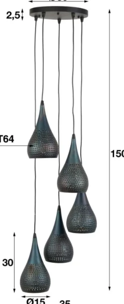 Marrakesh hanglamp 5 lichten