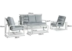 Stoel-bank loungeset 'Sunlake' 4-delig Wit