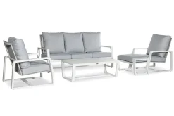 Stoel-bank loungeset 'Sunlake' 4-delig Wit