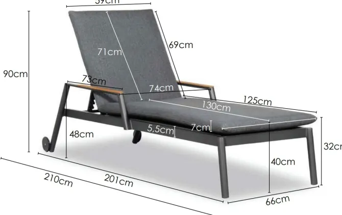 Tremezzo' Sunlounger inclusief ligkussen