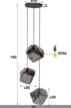 Xena hanglamp 3 lichten